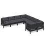 Muebles de jardín 8 pzas y cojines negro madera maciza de pino de vidaXL, Conjuntos de jardín - Ref: Foro24-3096975, Precio: ...
