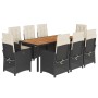 Set de comedor de jardín 9 pzas y cojines ratán sintético negro de , Conjuntos de jardín - Ref: Foro24-3212229, Precio: 1,00 ...