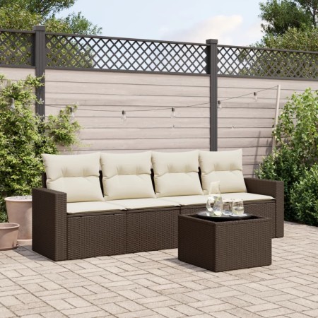 Set comedor de jardín 5 piezas y cojines ratán sintético marrón de , Conjuntos de jardín - Ref: Foro24-3218683, Precio: 301,6...