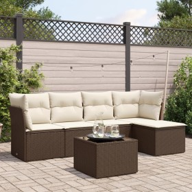 Set sofás de jardín 6 piezas y cojines ratán sintético marrón de , Conjuntos de jardín - Ref: Foro24-3217573, Precio: 338,55 ...
