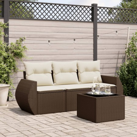 Set de sofás de jardín 4 pzas y cojines ratán sintético marrón de , Conjuntos de jardín - Ref: Foro24-3253410, Precio: 288,06...