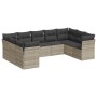 Set muebles jardín 9 pzas y cojines ratán sintético gris claro de , Conjuntos de jardín - Ref: Foro24-3218132, Precio: 611,98...