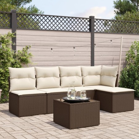 Set sofás de jardín 6 piezas y cojines ratán sintético marrón de , Conjuntos de jardín - Ref: Foro24-3217533, Precio: 351,92 ...
