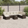 Set de sofás de jardín 9 pzas y cojines ratán sintético marrón de , Conjuntos de jardín - Ref: Foro24-3219363, Precio: 556,14...