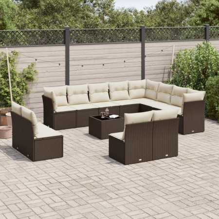 Set de sofás de jardín con cojines 13 piezas ratán PE marrón de , Conjuntos de jardín - Ref: Foro24-3250322, Precio: 842,86 €...