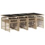 Set comedor de jardín 9 pzas con cojines ratán sintético beige de , Conjuntos de jardín - Ref: Foro24-3211642, Precio: 573,47...