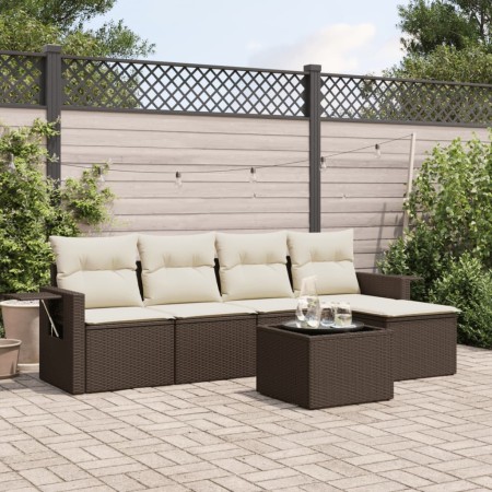 Set sofás de jardín 6 piezas y cojines ratán sintético marrón de , Conjuntos de jardín - Ref: Foro24-3252440, Precio: 371,37 ...
