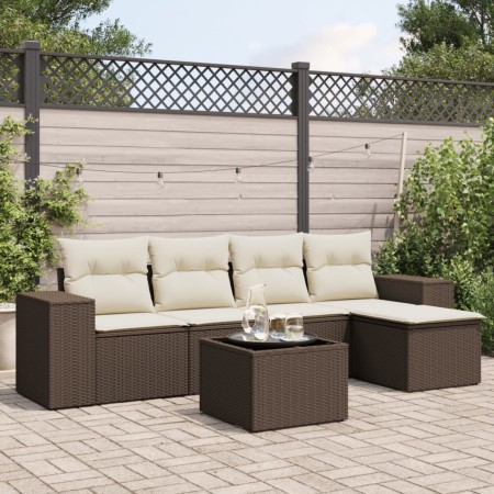 Set sofás de jardín 6 piezas y cojines ratán sintético marrón de , Conjuntos de jardín - Ref: Foro24-3254840, Precio: 386,07 ...