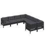 Muebles de jardín 8 pzas y cojines negro madera maciza de pino de vidaXL, Conjuntos de jardín - Ref: Foro24-3096975, Precio: ...