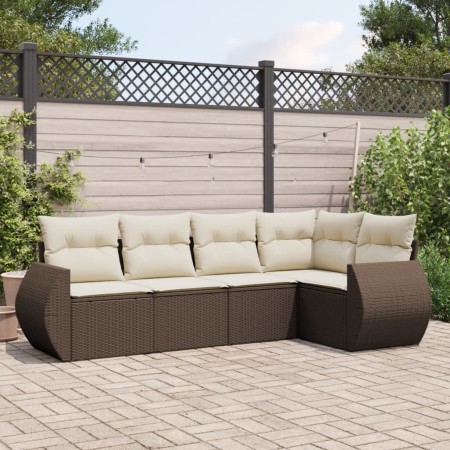 Set comedor de jardín 5 piezas y cojines ratán sintético marrón de , Conjuntos de jardín - Ref: Foro24-3253670, Precio: 382,0...