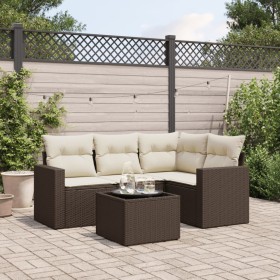 Set comedor de jardín 5 piezas y cojines ratán sintético marrón de , Conjuntos de jardín - Ref: Foro24-3218913, Precio: 334,9...