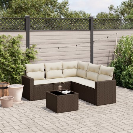 Set sofás de jardín 6 piezas y cojines ratán sintético marrón de , Conjuntos de jardín - Ref: Foro24-3218953, Precio: 382,52 ...