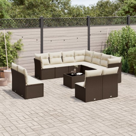 Set de sofás de jardín y cojines 12 pzas ratán sintético marrón de , Conjuntos de jardín - Ref: Foro24-3249672, Precio: 763,6...