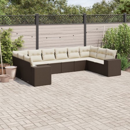 Set de sofás de jardín 10 pzas y cojines ratán sintético marrón de , Conjuntos de jardín - Ref: Foro24-3255410, Precio: 649,8...