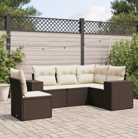 Set comedor de jardín 5 piezas y cojines ratán sintético marrón de , Conjuntos de jardín - Ref: Foro24-3222572, Precio: 353,1...