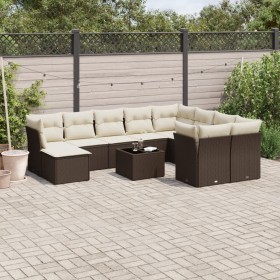 Set de sofás de jardín 11 pzas cojines ratán sintético marrón de , Conjuntos de jardín - Ref: Foro24-3218603, Precio: 663,04 ...