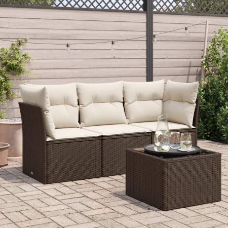 Set de sofás de jardín 4 pzas y cojines ratán sintético marrón de , Conjuntos de jardín - Ref: Foro24-3217223, Precio: 245,93...