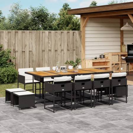 Set comedor de jardín con cojines 13 pzas ratán sintético negro de , Conjuntos de jardín - Ref: Foro24-3211347, Precio: 694,3...
