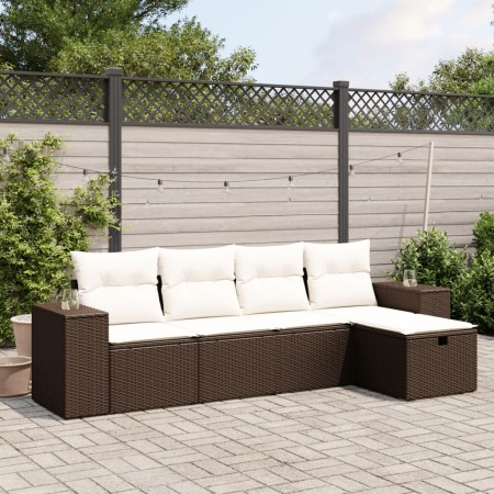 Set comedor de jardín 5 piezas y cojines ratán sintético marrón de , Conjuntos de jardín - Ref: Foro24-3264399, Precio: 320,0...