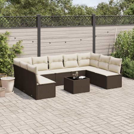 Set de sofás de jardín 10 pzas y cojines ratán sintético marrón de , Conjuntos de jardín - Ref: Foro24-3249922, Precio: 592,3...