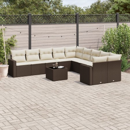 Set de sofás de jardín 11 pzas cojines ratán sintético marrón de , Sofás modulares de exterior - Ref: Foro24-3251860, Precio:...