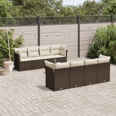 Set de sofás de jardín 9 pzas y cojines ratán sintético marrón de , Conjuntos de jardín - Ref: Foro24-3217313, Precio: 570,73...