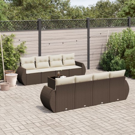 Set de sofás de jardín 9 pzas y cojines ratán sintético marrón de , Conjuntos de jardín - Ref: Foro24-3253490, Precio: 619,67...