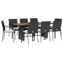 Set de comedor de jardín 9 pzas y cojines ratán sintético negro de , Conjuntos de jardín - Ref: Foro24-3213503, Precio: 639,8...
