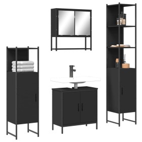 Juego de muebles de baño 4 pzas madera contrachapada negro de , Muebles de baño - Ref: Foro24-3214710, Precio: 237,74 €, Desc...