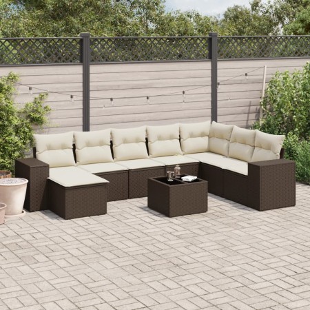 Set de sofás de jardín 9 pzas y cojines ratán sintético marrón de , Conjuntos de jardín - Ref: Foro24-3222972, Precio: 575,86...