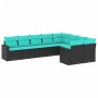 Set de sofás de jardín 9 pzas con cojines ratán sintético negro de , Conjuntos de jardín - Ref: Foro24-3219427, Precio: 725,5...