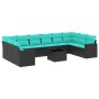 Set de sofás de jardín 11 pzas y cojines ratán sintético negro de , Conjuntos de jardín - Ref: Foro24-3219467, Precio: 825,86...