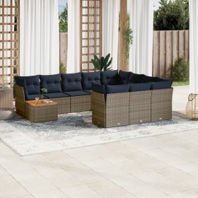 Set de sofás de jardín 11 pzas y cojines ratán sintético gris de , Conjuntos de jardín - Ref: Foro24-3256180, Precio: 794,73 ...