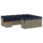 Set de sofás de jardín 11 pzas y cojines ratán sintético gris de , Conjuntos de jardín - Ref: Foro24-3256180, Precio: 794,73 ...