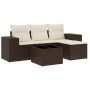 Set comedor de jardín 5 piezas y cojines ratán sintético marrón de , Sofás modulares de exterior - Ref: Foro24-3222482, Preci...