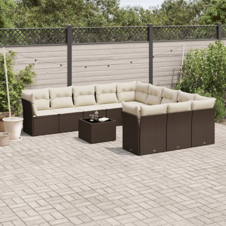 Set de sofás de jardín y cojines 12 pzas ratán sintético marrón de , Conjuntos de jardín - Ref: Foro24-3218423, Precio: 766,0...