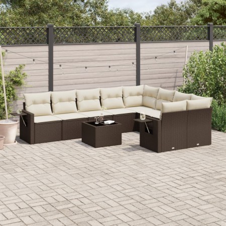 Set de sofás de jardín 10 pzas y cojines ratán sintético marrón de , Conjuntos de jardín - Ref: Foro24-3220652, Precio: 629,3...