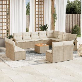 Set sofás de jardín con cojines 13 pzas ratán sintético beige en Conjuntos de jardín | Comprar online en Foru.es