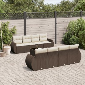 Set de sofás de jardín 9 pzas y cojines ratán sintético marrón de , Conjuntos de jardín - Ref: Foro24-3221152, Precio: 634,84...