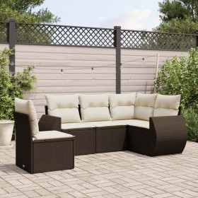 Set comedor de jardín 5 piezas y cojines ratán sintético marrón de , Conjuntos de jardín - Ref: Foro24-3221372, Precio: 356,3...