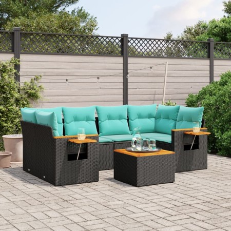 Set de sofás de jardín 7 pzas con cojines ratán sintético negro de , Conjuntos de jardín - Ref: Foro24-3226638, Precio: 574,7...