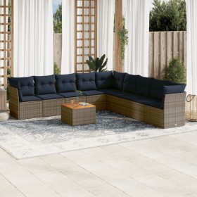 Set de sofás de jardín 10 pzas con cojines ratán sintético gris de , Conjuntos de jardín - Ref: Foro24-3256026, Precio: 701,3...
