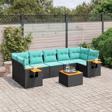 Set de sofás de jardín 8 pzas con cojines ratán sintético negro de , Conjuntos de jardín - Ref: Foro24-3226652, Precio: 633,1...