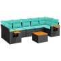Set de sofás de jardín 8 pzas con cojines ratán sintético negro de , Conjuntos de jardín - Ref: Foro24-3226652, Precio: 633,1...