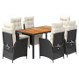 Set de comedor de jardín 7 pzas y cojines ratán sintético negro de , Conjuntos de jardín - Ref: Foro24-3213335, Precio: 844,7...