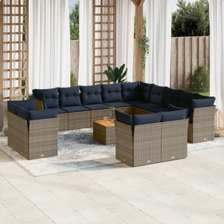 Set de sofás de jardín y cojines 14 pzas ratán sintético gris de , Conjuntos de jardín - Ref: Foro24-3256292, Precio: 1,00 €,...