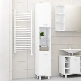 Armario de baño madera contrachapada blanco 30x30x179 cm de vidaXL, Muebles de baño - Ref: Foro24-802624, Precio: 81,75 €, De...