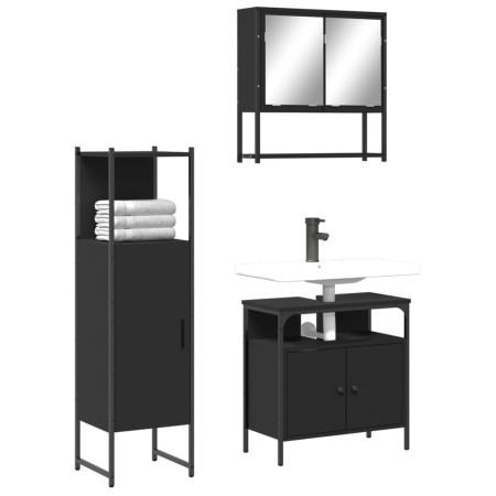 Juego de muebles de baño 3 pzas madera contrachapada negro de , Muebles de baño - Ref: Foro24-3214695, Precio: 155,10 €, Desc...