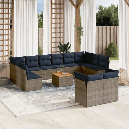 Set sofás de jardín con cojines 13 piezas ratán sintético gris de , Conjuntos de jardín - Ref: Foro24-3256250, Precio: 977,74...