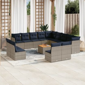 Set de sofás de jardín y cojines 14 pzas ratán sintético gris de , Conjuntos de jardín - Ref: Foro24-3256271, Precio: 1,00 €,...